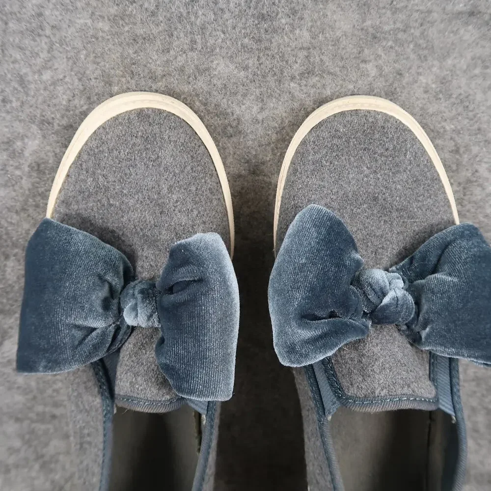 Gymboree Shoes Kids 4 Casual Sneakers Slip On Velvet Bow Fashion Lifestyle Grey